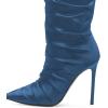 imageFSJ Women Knee High Boots Pointy Toe Stiletto High Heel Slouchy Back Zipper Booties Fashion Long Stretch Sexy Fall Winter Dress Shoes Size 415 USBlue