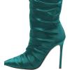 imageFSJ Women Knee High Boots Pointy Toe Stiletto High Heel Slouchy Back Zipper Booties Fashion Long Stretch Sexy Fall Winter Dress Shoes Size 415 USDark Teal