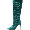 imageFSJ Women Knee High Boots Pointy Toe Stiletto High Heel Slouchy Back Zipper Booties Fashion Long Stretch Sexy Fall Winter Dress Shoes Size 415 USDark Teal