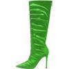 imageFSJ Women Knee High Boots Pointy Toe Stiletto High Heel Slouchy Back Zipper Booties Fashion Long Stretch Sexy Fall Winter Dress Shoes Size 415 USEmerald Green