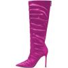 imageFSJ Women Knee High Boots Pointy Toe Stiletto High Heel Slouchy Back Zipper Booties Fashion Long Stretch Sexy Fall Winter Dress Shoes Size 415 USFuchsia