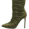 imageFSJ Women Knee High Boots Pointy Toe Stiletto High Heel Slouchy Back Zipper Booties Fashion Long Stretch Sexy Fall Winter Dress Shoes Size 415 USGreen