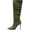 imageFSJ Women Knee High Boots Pointy Toe Stiletto High Heel Slouchy Back Zipper Booties Fashion Long Stretch Sexy Fall Winter Dress Shoes Size 415 USGreen
