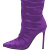 imageFSJ Women Knee High Boots Pointy Toe Stiletto High Heel Slouchy Back Zipper Booties Fashion Long Stretch Sexy Fall Winter Dress Shoes Size 415 USPurple