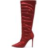 imageFSJ Women Knee High Boots Pointy Toe Stiletto High Heel Slouchy Back Zipper Booties Fashion Long Stretch Sexy Fall Winter Dress Shoes Size 415 USRed