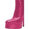 imageFSJ Women Round Toe Platform Knee High Boots Side Zipper Chunky High Heel Ladies Winter Prom Party Dress Shoes Size 416 USDeep Pink
