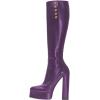 imageFSJ Women Round Toe Platform Knee High Boots Side Zipper Chunky High Heel Ladies Winter Prom Party Dress Shoes Size 416 USPurple