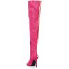 imageFSJ Women Sexy Pointed Toe Stiletto Heel Over the Knee High Boots Multicolor Smooth Leather Side Zipper Color Matching Wedding Party Dress Shoes Size 416 USPink