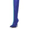 imageFSJ Women Sexy Pointed Toe Stiletto Heel Over the Knee High Boots Multicolor Smooth Leather Side Zipper Color Matching Wedding Party Dress Shoes Size 416 USBlue