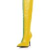 imageFSJ Women Sexy Pointed Toe Stiletto Heel Over the Knee High Boots Multicolor Smooth Leather Side Zipper Color Matching Wedding Party Dress Shoes Size 416 USYellowgreen