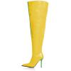 imageFSJ Women Sexy Pointed Toe Stiletto Heel Over the Knee High Boots Multicolor Smooth Leather Side Zipper Color Matching Wedding Party Dress Shoes Size 416 USYellowgreen