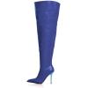 imageFSJ Women Sexy Pointed Toe Stiletto Heel Over the Knee High Boots Multicolor Smooth Leather Side Zipper Color Matching Wedding Party Dress Shoes Size 416 USBlue