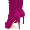 imageFSJ Women Square Peep Toe Lace Up Knee High Boots Thigh High Stiletto Heel Side Zipper Fashion Party Prom Dress Long Boots Size 415 USMegenta