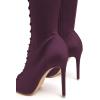 imageFSJ Women Square Peep Toe Lace Up Knee High Boots Thigh High Stiletto Heel Side Zipper Fashion Party Prom Dress Long Boots Size 415 USPurple
