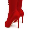 imageFSJ Women Square Peep Toe Lace Up Knee High Boots Thigh High Stiletto Heel Side Zipper Fashion Party Prom Dress Long Boots Size 415 USRed