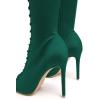 imageFSJ Women Square Peep Toe Lace Up Knee High Boots Thigh High Stiletto Heel Side Zipper Fashion Party Prom Dress Long Boots Size 415 USSea Green