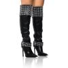 imageFSJ Women Stiletto High Heel Thigh High Boots Studded Rivet Pointed Toe Pull On Over the Knee Boots Versatile Party Dress Shoes Size 416 USBlack