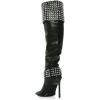 imageFSJ Women Stiletto High Heel Thigh High Boots Studded Rivet Pointed Toe Pull On Over the Knee Boots Versatile Party Dress Shoes Size 416 USGreen