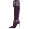 imageFSJ Women Stiletto High Heel Thigh High Boots Studded Rivet Pointed Toe Pull On Over the Knee Boots Versatile Party Dress Shoes Size 416 USPurple