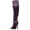 imageFSJ Women Stiletto High Heel Thigh High Boots Studded Rivet Pointed Toe Pull On Over the Knee Boots Versatile Party Dress Shoes Size 416 USPurple