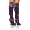imageFSJ Women Stiletto High Heel Thigh High Boots Studded Rivet Pointed Toe Pull On Over the Knee Boots Versatile Party Dress Shoes Size 416 USPurple