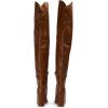 imageFSJ Women Thigh High Over The Knee Boots Block Chunky High Heel Almond Toe Side Zip Wide Calf Sexy Dress Long Boots Size 416 USBrown