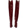 imageFSJ Women Thigh High Over The Knee Boots Block Chunky High Heel Almond Toe Side Zip Wide Calf Sexy Dress Long Boots Size 416 USRed