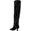 imageFSJ Women Trendy Pointed Toe Studded Knee High Boots Pull On Low Kitten Heel Ladies Winter Prom Party Date Shoes Size 416 USBlack