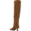 imageFSJ Women Trendy Pointed Toe Studded Knee High Boots Pull On Low Kitten Heel Ladies Winter Prom Party Date Shoes Size 416 USPeru