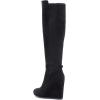 imageFSJ Women Wedge High Heel Round Toe Knee High Boots Comfortable Stitching Thick Heel Side Zipper Ladies Prom Club Shoes Size 415 USBlack