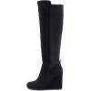 imageFSJ Women Wedge High Heel Round Toe Knee High Boots Comfortable Stitching Thick Heel Side Zipper Ladies Prom Club Shoes Size 415 USBlack