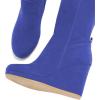 imageFSJ Women Wedge High Heel Round Toe Knee High Boots Comfortable Stitching Thick Heel Side Zipper Ladies Prom Club Shoes Size 415 USBlue
