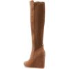 imageFSJ Women Wedge High Heel Round Toe Knee High Boots Comfortable Stitching Thick Heel Side Zipper Ladies Prom Club Shoes Size 415 USBrown