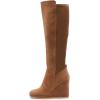 imageFSJ Women Wedge High Heel Round Toe Knee High Boots Comfortable Stitching Thick Heel Side Zipper Ladies Prom Club Shoes Size 415 USBrown