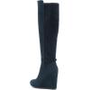imageFSJ Women Wedge High Heel Round Toe Knee High Boots Comfortable Stitching Thick Heel Side Zipper Ladies Prom Club Shoes Size 415 USCyan