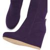 imageFSJ Women Wedge High Heel Round Toe Knee High Boots Comfortable Stitching Thick Heel Side Zipper Ladies Prom Club Shoes Size 415 USDark Purple