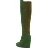 imageFSJ Women Wedge High Heel Round Toe Knee High Boots Comfortable Stitching Thick Heel Side Zipper Ladies Prom Club Shoes Size 415 USGreen