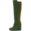 imageFSJ Women Wedge High Heel Round Toe Knee High Boots Comfortable Stitching Thick Heel Side Zipper Ladies Prom Club Shoes Size 415 USGreen