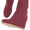 imageFSJ Women Wedge High Heel Round Toe Knee High Boots Comfortable Stitching Thick Heel Side Zipper Ladies Prom Club Shoes Size 415 USIndian Red