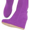 imageFSJ Women Wedge High Heel Round Toe Knee High Boots Comfortable Stitching Thick Heel Side Zipper Ladies Prom Club Shoes Size 415 USOrchid