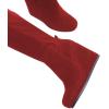 imageFSJ Women Wedge High Heel Round Toe Knee High Boots Comfortable Stitching Thick Heel Side Zipper Ladies Prom Club Shoes Size 415 USRed