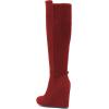 imageFSJ Women Wedge High Heel Round Toe Knee High Boots Comfortable Stitching Thick Heel Side Zipper Ladies Prom Club Shoes Size 415 USRed