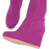 imageFSJ Women Wedge High Heel Round Toe Knee High Boots Comfortable Stitching Thick Heel Side Zipper Ladies Prom Club Shoes Size 415 USViolet Red