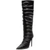 imageFSJ Women Knee High Boots Pointy Toe Stiletto High Heel Slouchy Back Zipper Booties Fashion Long Stretch Sexy Fall Winter Dress Shoes Size 415 USBlack