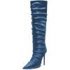imageFSJ Women Knee High Boots Pointy Toe Stiletto High Heel Slouchy Back Zipper Booties Fashion Long Stretch Sexy Fall Winter Dress Shoes Size 415 USBlue
