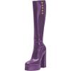 imageFSJ Women Round Toe Platform Knee High Boots Side Zipper Chunky High Heel Ladies Winter Prom Party Dress Shoes Size 416 USPurple