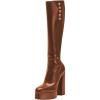 imageFSJ Women Round Toe Platform Knee High Boots Side Zipper Chunky High Heel Ladies Winter Prom Party Dress Shoes Size 416 USSienna