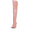 imageFSJ Women Sexy Pointed Toe Stiletto Heel Over the Knee High Boots Multicolor Smooth Leather Side Zipper Color Matching Wedding Party Dress Shoes Size 416 USPink