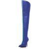 imageFSJ Women Sexy Pointed Toe Stiletto Heel Over the Knee High Boots Multicolor Smooth Leather Side Zipper Color Matching Wedding Party Dress Shoes Size 416 USBlue