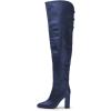 imageFSJ Women Thigh High Over The Knee Boots Block Chunky High Heel Almond Toe Side Zip Wide Calf Sexy Dress Long Boots Size 416 USBlue